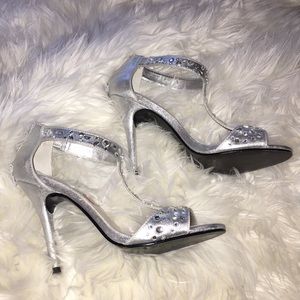 Rhinestone Silver Heels